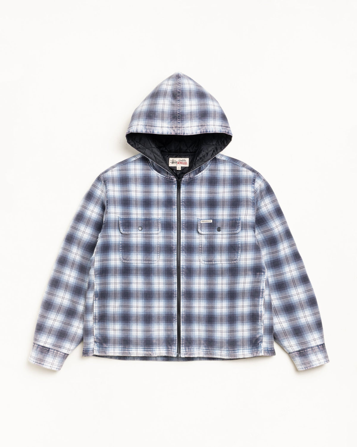 ZIP HOODED PLAID SHIRT