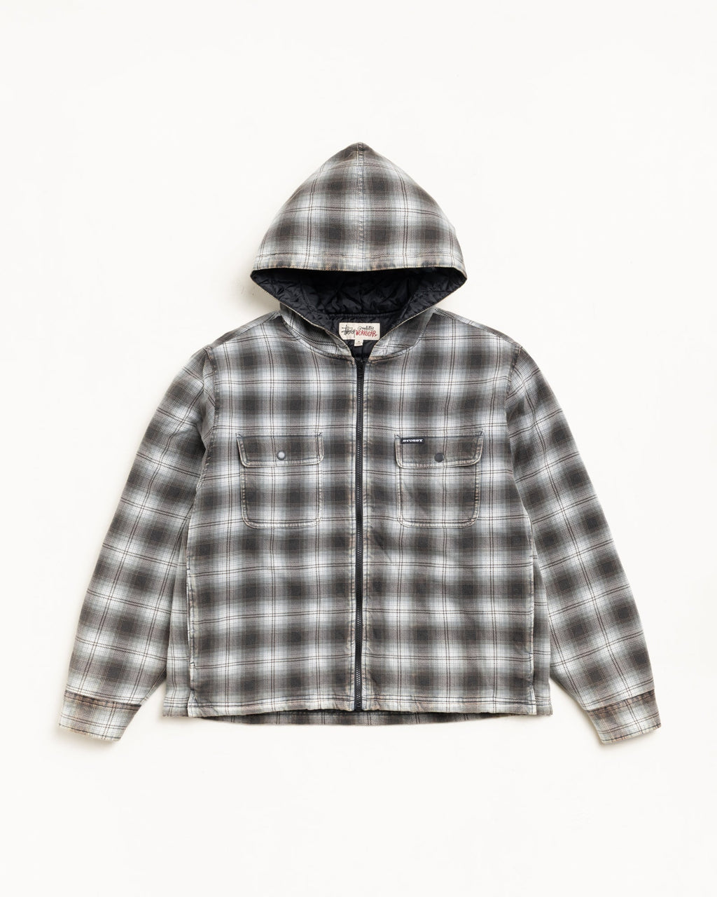 ZIP HOODED PLAID SHIRT